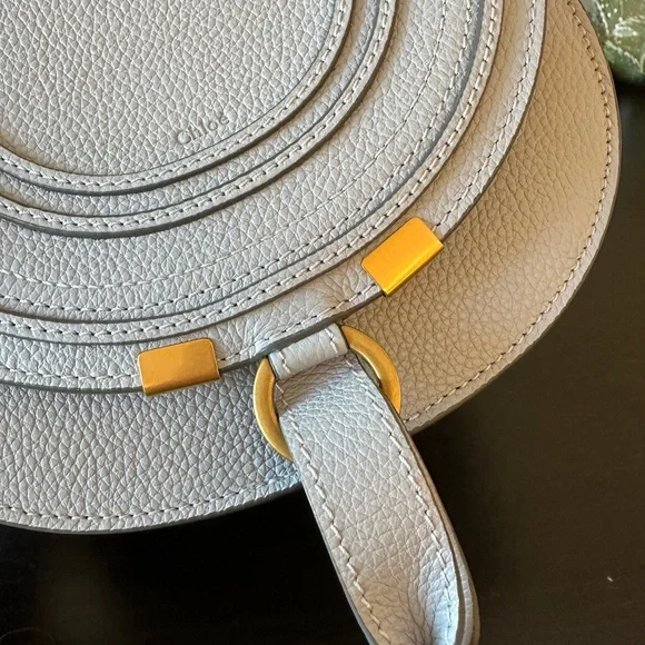 Chloe Light Blue Small Marcie Crossbody Bag with Gold Accents - Picture 9 of 14